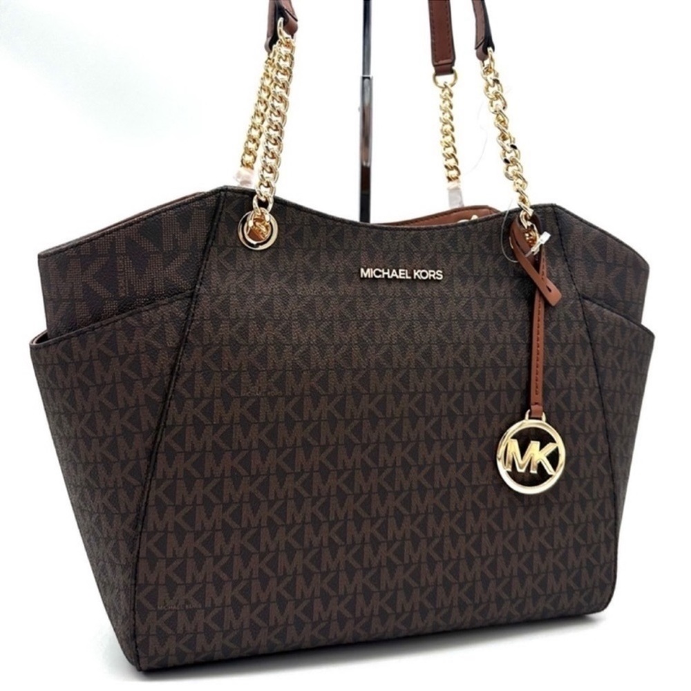 Michael Kors Large Jet Set Travel Chain Shoulder Bag Brown - Picture 4 of 12